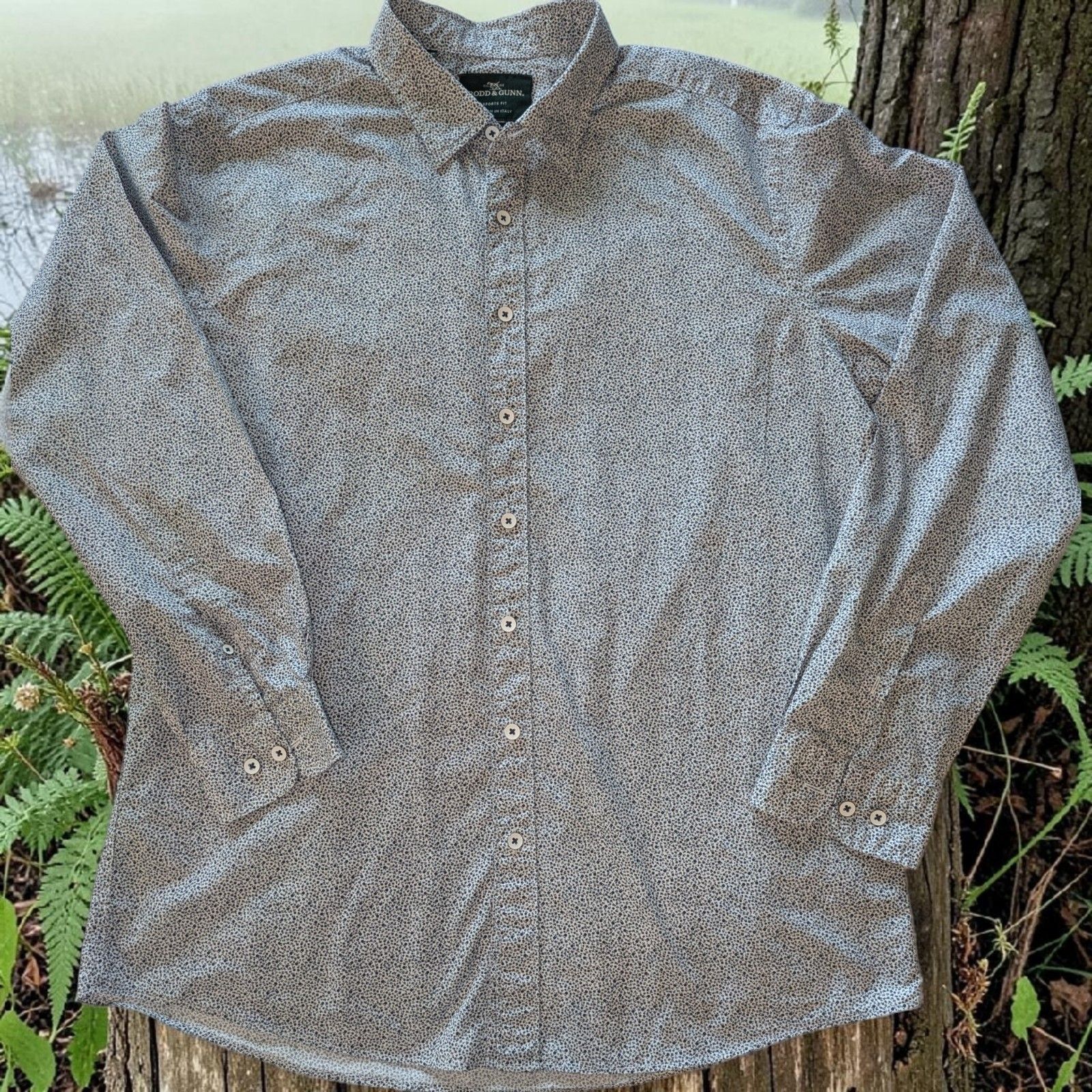 Rodd & Gunn Mens Xl Blue Print Sports Fit Button Down
